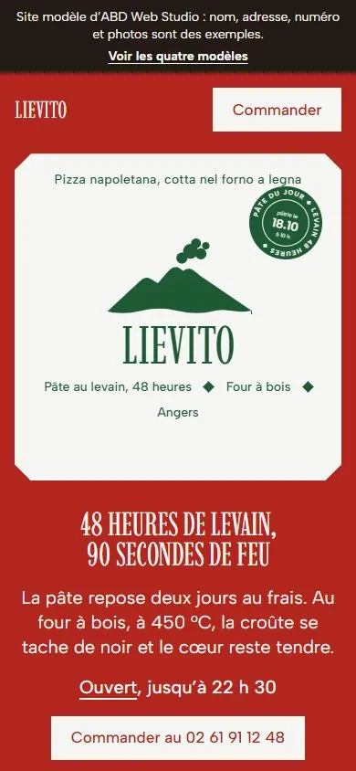 Le modèle Lievito sur téléphone